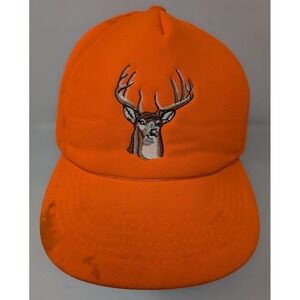 Vintage Youngan Snapback Orange Hunting Hat Cap Whitetail Deer Buck Foam USA‎